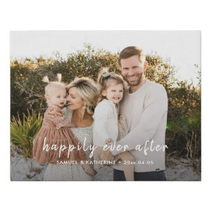 Personalized Family Name Date Script Photo Canvas