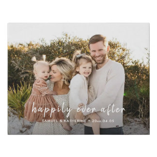 Personalized Family Name Date Script Photo Canvas 