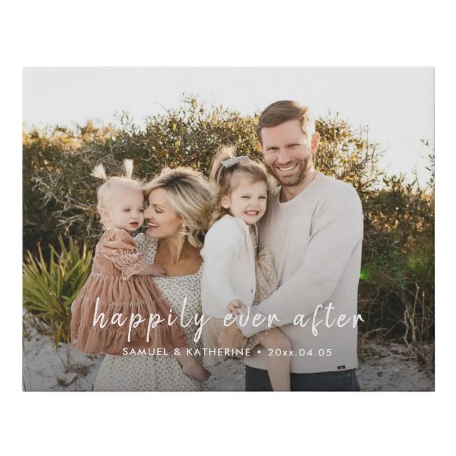 Personalized Family Name Date Script Photo Canvas  (Front)
