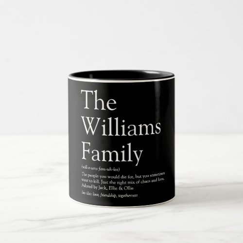 Personalized Family Name Definition Modern Fun Two_Tone Coffee Mug
