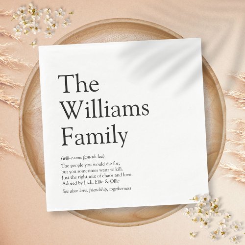 Personalized Family Name Definition Napkins