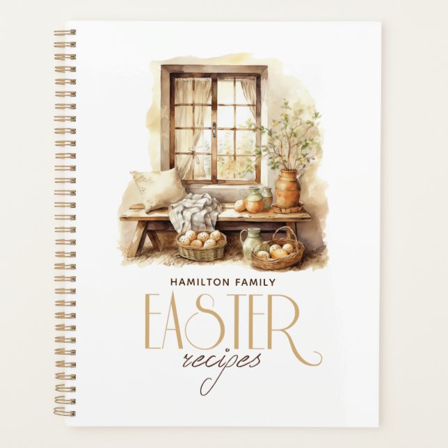 Personalized Family Name Easter Beige Planner (Front)