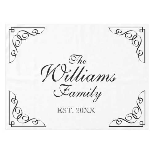 Personalized family name established table cloth