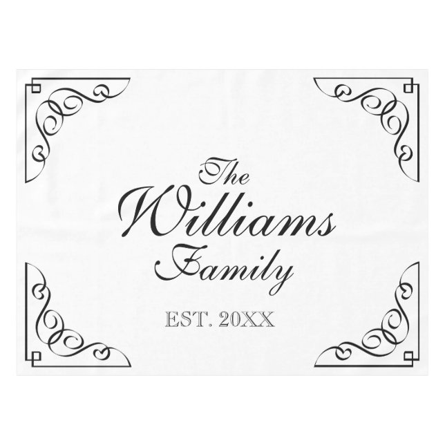 Personalized family name established table cloth (Front (Horizontal))