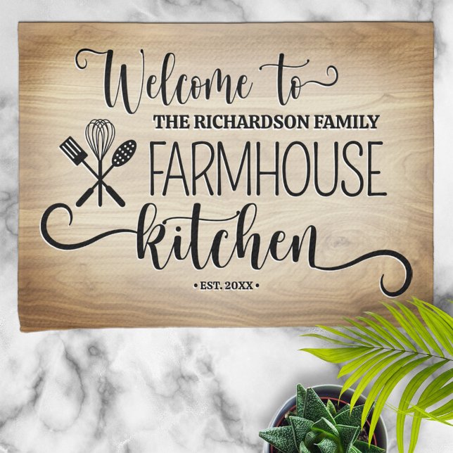 Personalized Family Name Farmhouse Kitchen Kitchen Towel (Creator Uploaded)