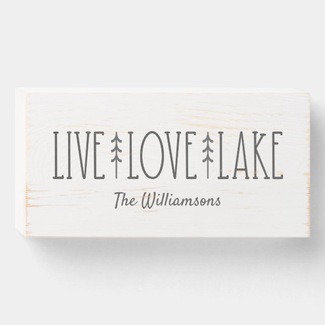 Personalized Family Name Farmhouse Lake House Wooden Box Sign (Front Horizontal)