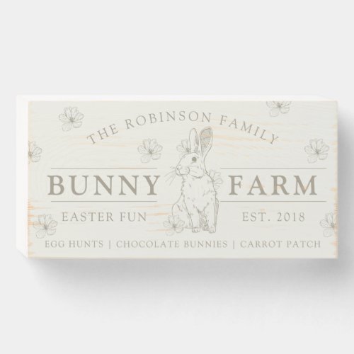 Personalized Family Name Floral Bunny Farm Sign