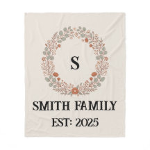 Personalized Family Name Floral Wreath Blanket