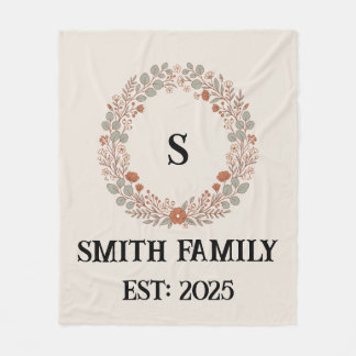 Personalized Family Name Floral Wreath Blanket