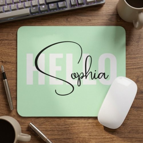 Personalized Family Name Gift | Unique Mint Green Mouse Pad