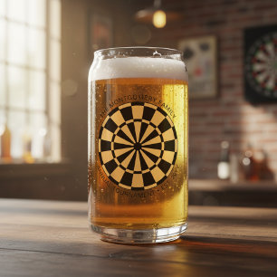 Personalized Family Name Gold Black Dartboard Can Glass