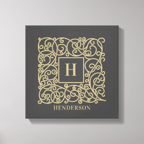 Personalized Family Name Gold Monogram Canvas Print