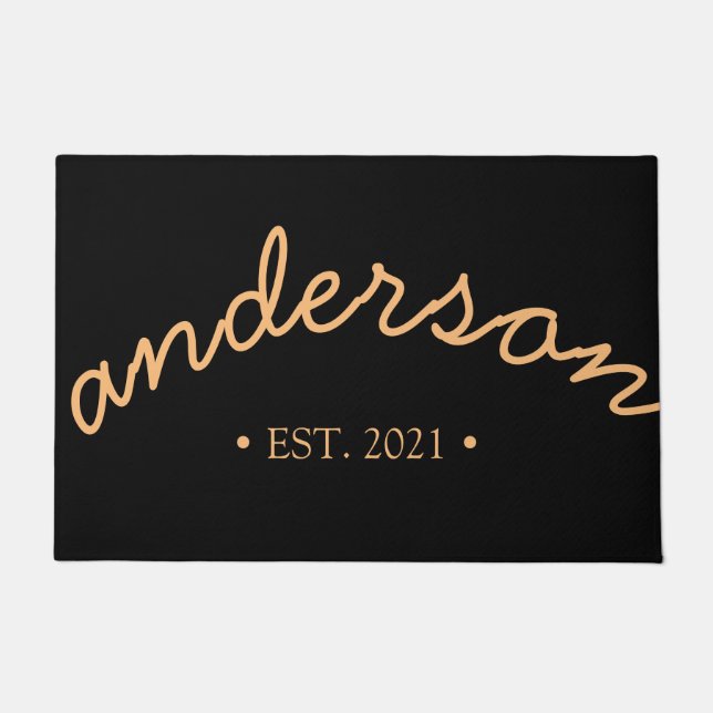 Personalized Family Name Hand Scripted Doormat (Front)