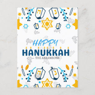 Personalized Family Name Happy Hanukkah Holiday Postcard