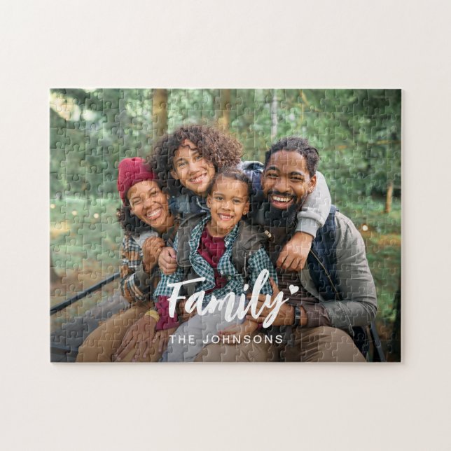 Personalized Family Name Heart Photo Puzzle (Horizontal)