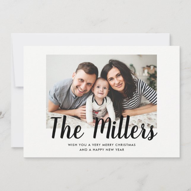 Personalized Family Name Holiday Photo Card (Front)