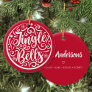 Personalized Family Name Jingle Bells Christmas Ceramic Ornament