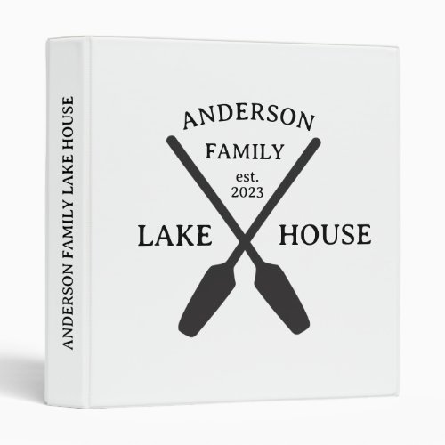 Personalized Family Name Lake House  3 Ring Binder