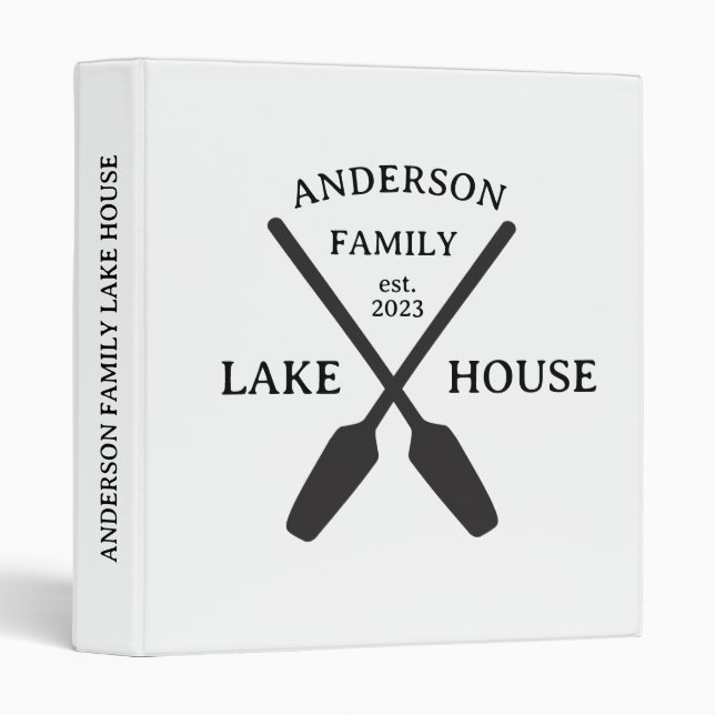 Personalized Family Name Lake House  3 Ring Binder (Front/Spine)