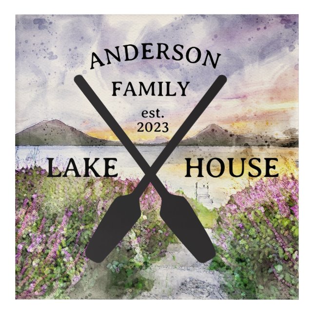 Personalized Family Name Lake House  Acrylic Print (Front)