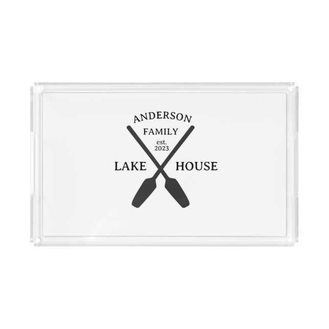 Personalized Family Name Lake House  Acrylic Tray (Front)