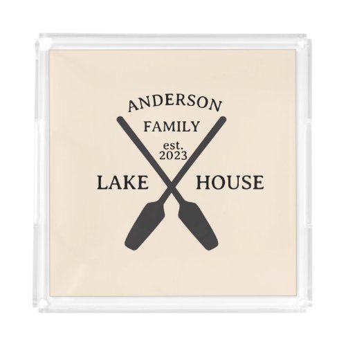 Personalized Family Name Lake House  Acrylic Tray