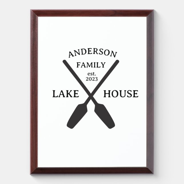 Personalized Family Name Lake House  Award Plaque (Vertical)