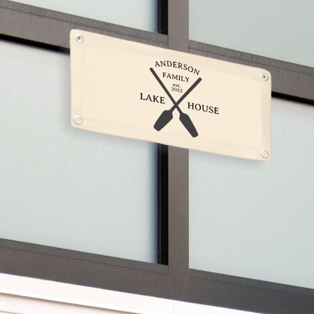 Personalized Family Name Lake House  Banner (Outside Building)