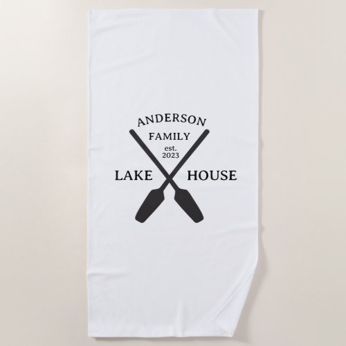 Personalized Family Name Lake House  Beach Towel