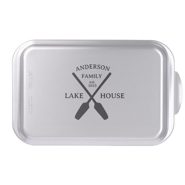 Personalized Family Name Lake House  Cake Pan (Front)