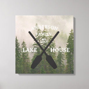 Personalized Family Name Lake House Canvas Print