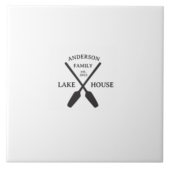 Personalized Family Name Lake House  Ceramic Tile (Front)