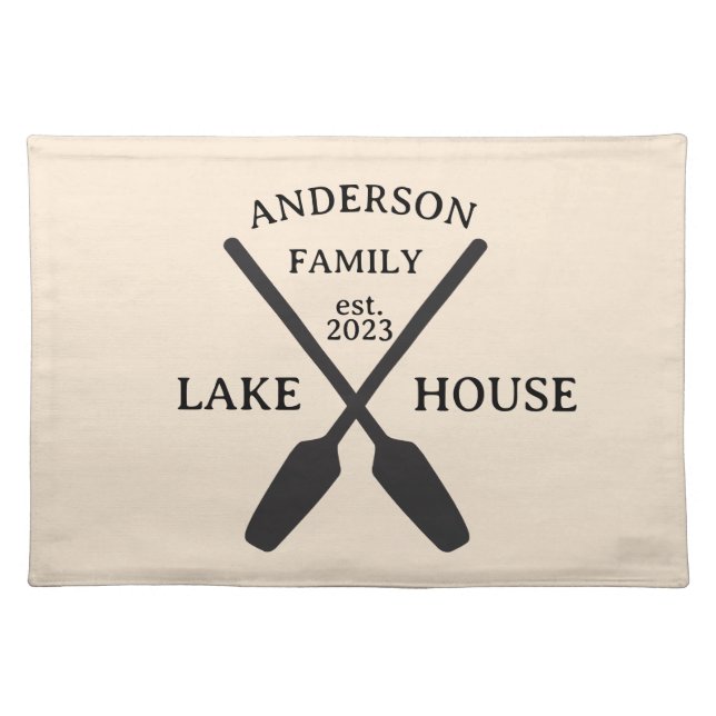 Personalized Family Name Lake House  Cloth Placemat (Front)