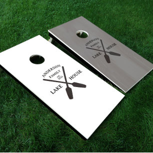 Personalized Family Name Lake House Cornhole Set