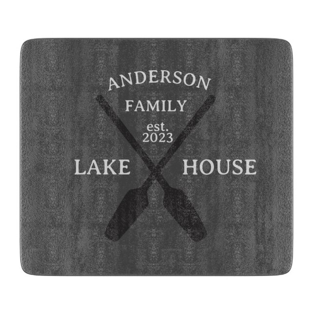 Personalized Family Name Lake House  Cutting Board (Front)