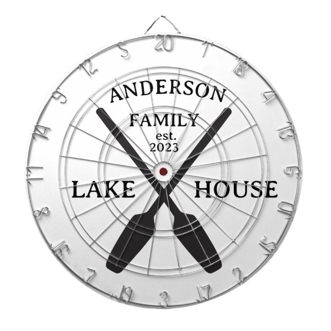 Personalized Family Name Lake House  Dart Board (Front)