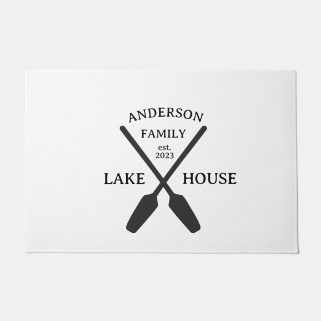 Personalized Family Name Lake House  Doormat (Front)