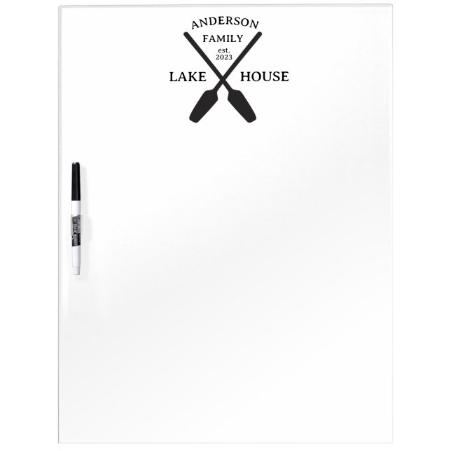 Personalized Family Name Lake House  Dry Erase Board (Front)