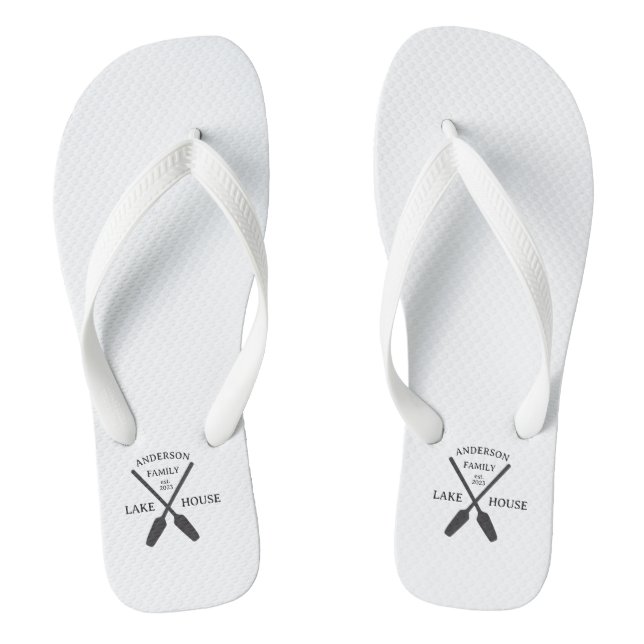 Personalized Family Name Lake House  Flip Flops (Footbed)