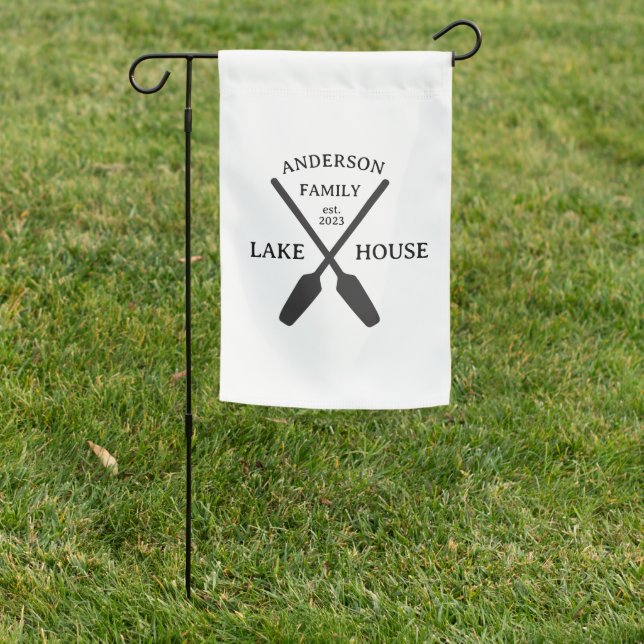 Personalized Family Name Lake House  Garden Flag (In SItu)