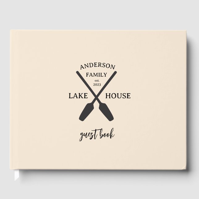 Personalized Family Name Lake House  Guest Book (Front)