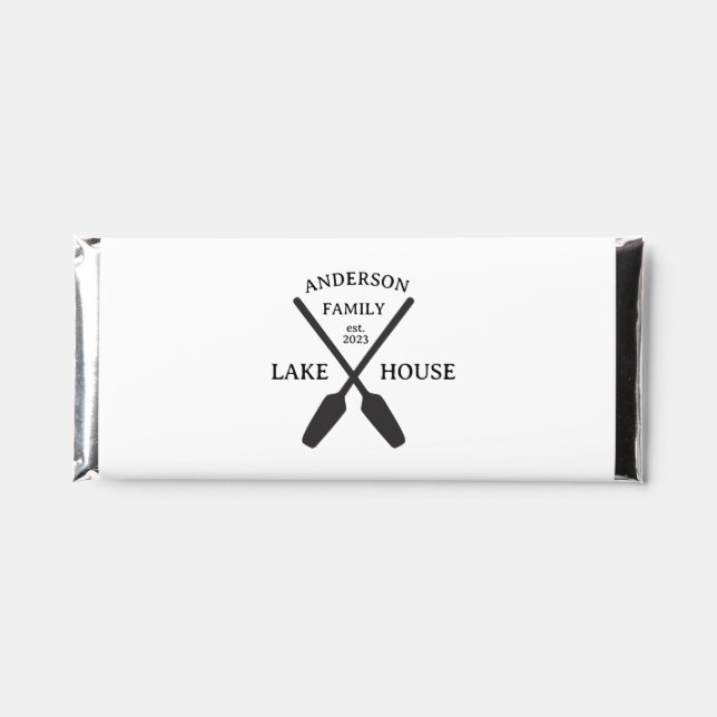 Personalized Family Name Lake House  Hershey Bar Favors (Front)