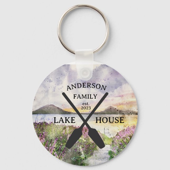Personalized Family Name Lake House  Keychain (Front)
