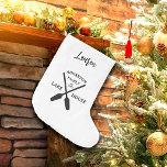 Personalized Family Name Lake House  Large Christmas Stocking<br><div class="desc">This collection features a black and white modern logo, as well as a beautiful watercolor painting of a lake reminiscent of a summer evening. This collection is perfect for decorating a family lake house or cabin, or also offers branding opportunities for vacation rentals like Air BnB and VRBO. My favourite...</div>