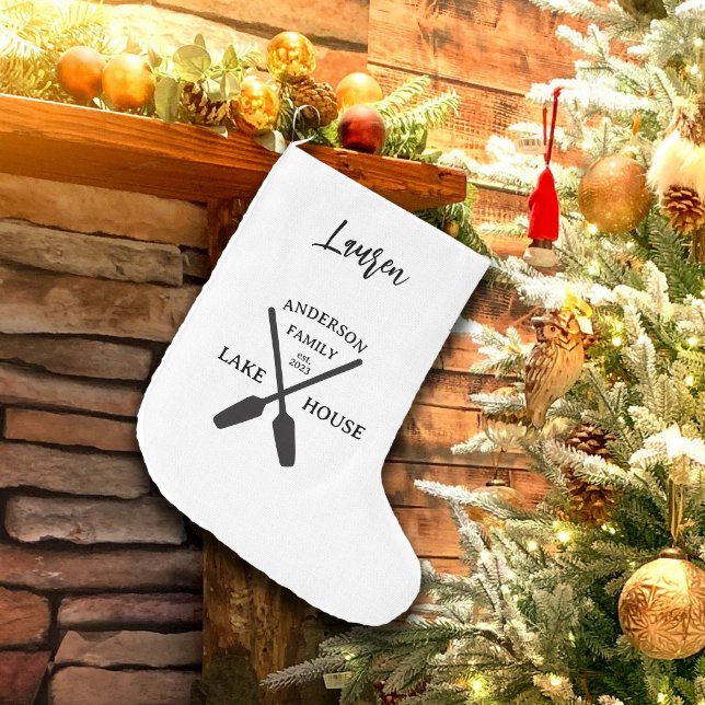 Personalized Family Name Lake House  Large Christmas Stocking (Creator Uploaded)