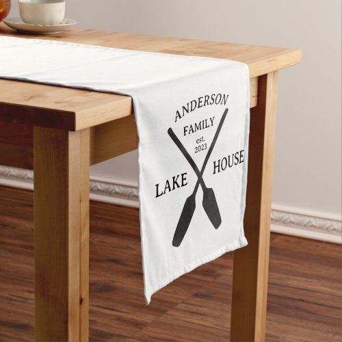 Personalized Family Name Lake House  Long Table Runner