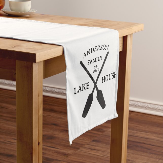 Personalized Family Name Lake House  Long Table Runner (In Situ)