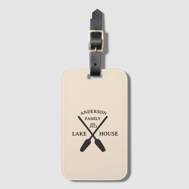 Personalized Family Name Lake House  Luggage Tag (Front Vertical)