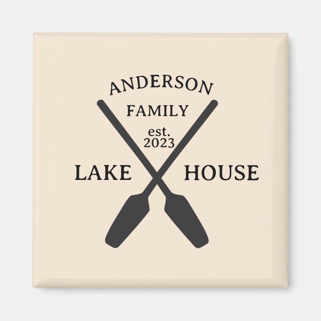 Personalized Family Name Lake House  Magnet (Front)