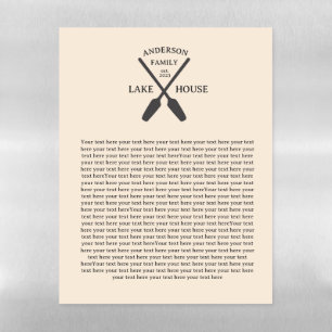 Personalized Family Name Lake House  Magnetic Dry Erase Sheet